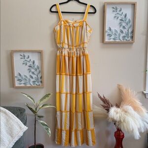 Donna Morgan Yellow and Cream Maxi Dress